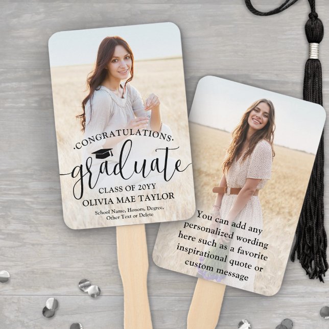 Leque Modern Script 2 Photo Graduation Congratulations (Criador carregado)