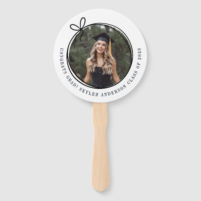 Leque Modern Script Bow Senior Photo Graduation  (Frente)
