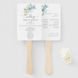Leque Modern Watercolor Eucalyptus Greenery Wedding