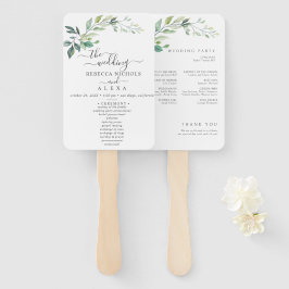 Leque Modern Watercolor Eucalyptus Leaves Greenery