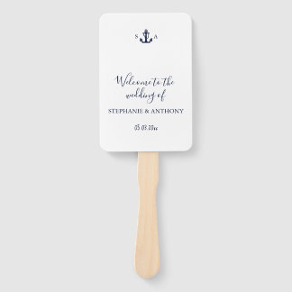 Leque Monogram Nautical Navy Blue Anchor Wedding   