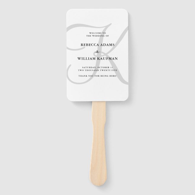 Leque Monograma Clássico Vertical Moderno em Cinzas | Ca (Frente)