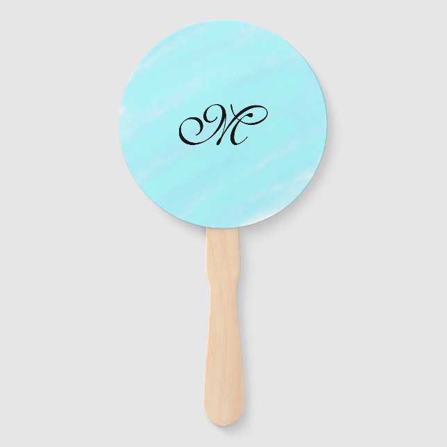 Leque Monograma com cor aquosa verde azul com letra de a (Frente)