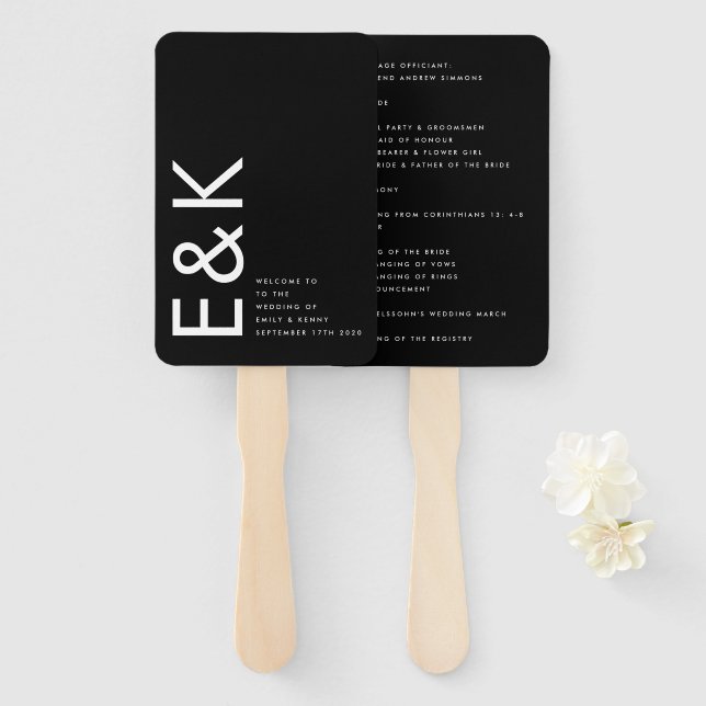 Leque Monograma Grande Ultra Moderno Simples (Frente e Verso)