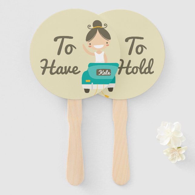 Leque Monograma. Noiva e noiva. Ter e segurar. (Frente e Verso)