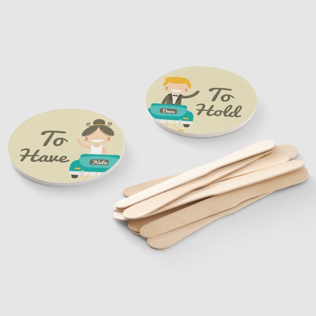 Leque Monograma. Noiva e noiva. Ter e segurar. (Desmontado)