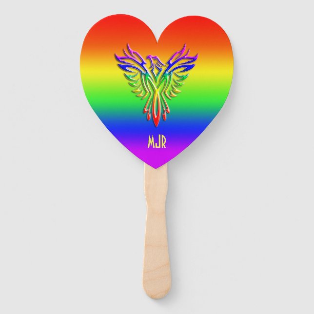 Leque Monograma personalizado, Ascensão fênix LGBT Rainb (Frente)