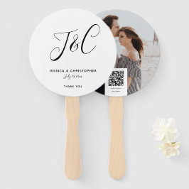 Leque Monograma Personalizado Foto QR Casamento Escrita 
