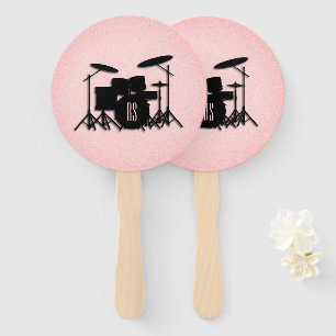 Leque Monogramo Drum Set Music Design Rosa