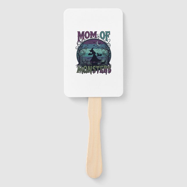 Leque Monstros Mãe Halloween Bruxa Lua Abóboras Cemitéri (Frente)