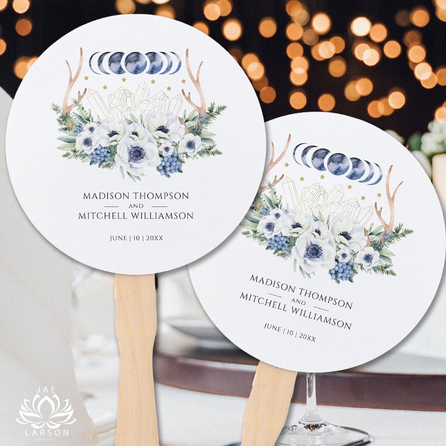 Leque Moon Crystals Flores Boho Casamento Metafísico (Criador carregado)