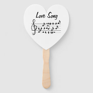 Leque Música de amor, pássaros sentados entre as notas