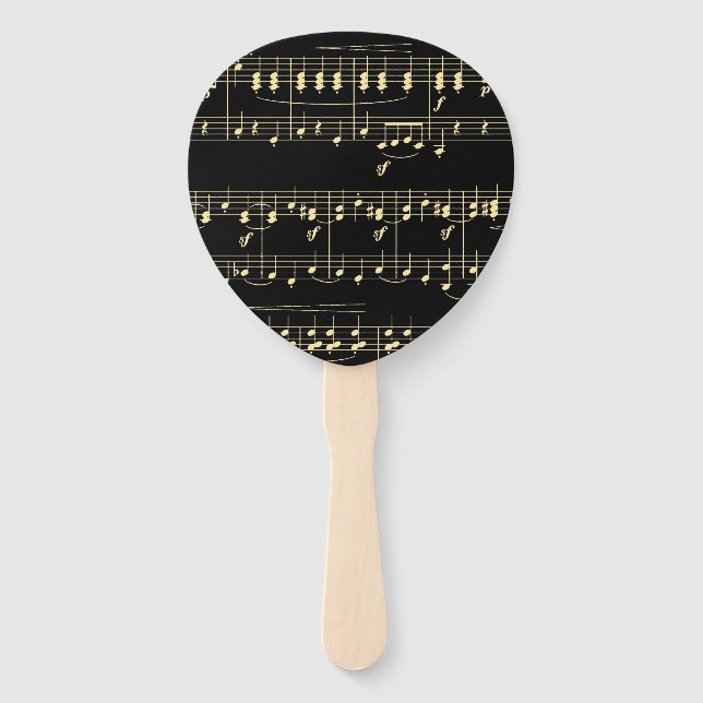 Leque Música Dourada em Preto  (Frente)