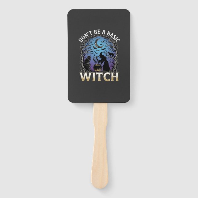 Leque Não Seja Básica Bruxa Cauldron Halloween Gatos Pre (Frente)