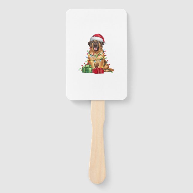 Leque Natal do Cão de Leonberger do Santa Hat (Frente)