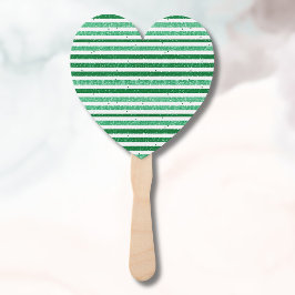 Leque Nature Green White Horizontal Glitter Stripes