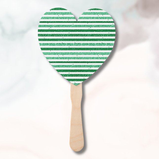 Leque Nature Green White Horizontal Glitter Stripes (Criador carregado)