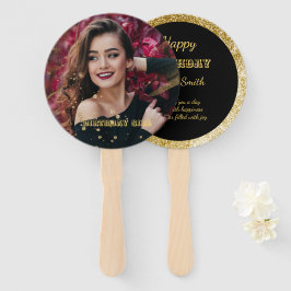 Leque Negra-chica moderna elegante e doce-de-ouro 16