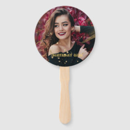 Leque Negra-chica moderna elegante e doce-de-ouro 16