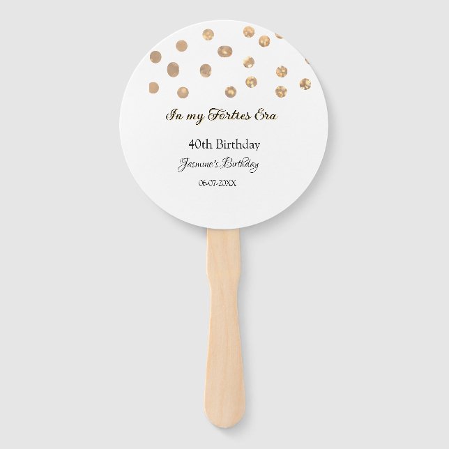 Leque No meu aniversário de 40, ouro pontos feliz (Frente)