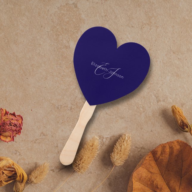 Leque nome minimalista clássico azul e branco personaliz (Criador carregado)