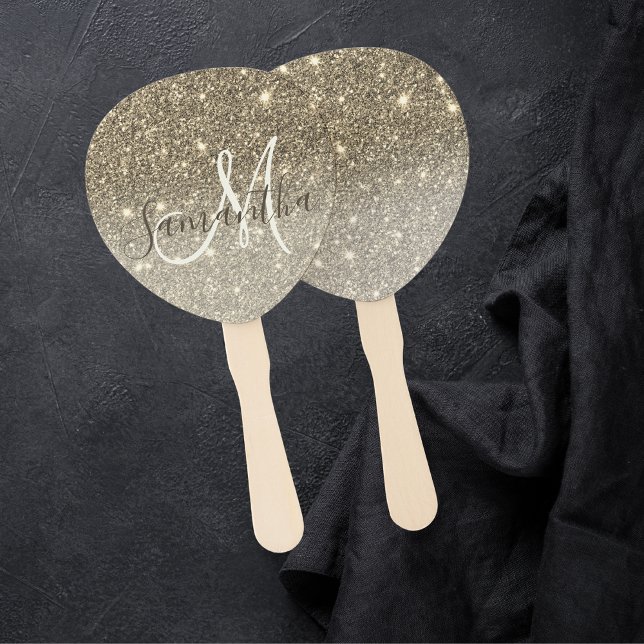 Leque Nome Personalizado do Glitter Glitter Dourado Mode (Criador carregado)