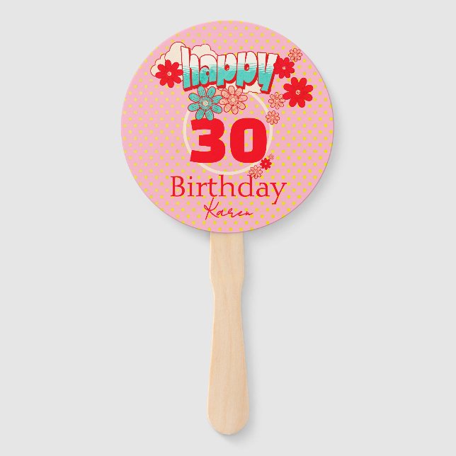 Leque Nome Personalizado & Idade, Feliz Aniversário (Frente)