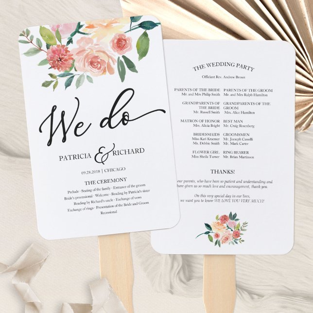 Leque Nós Fazemos Programa de Casamento Aquarela Floral (Criador carregado)