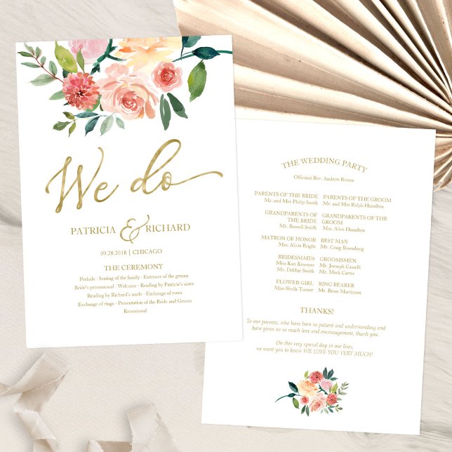 Leque Nós Fazemos Programa de Casamento com Aquarela Flo (Criador carregado)