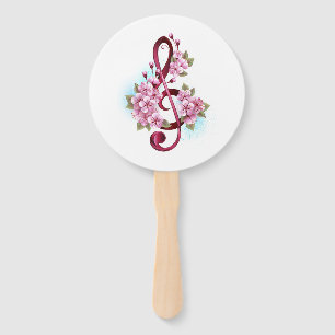Leque Notas de clave de trecho musical com flores de Sak