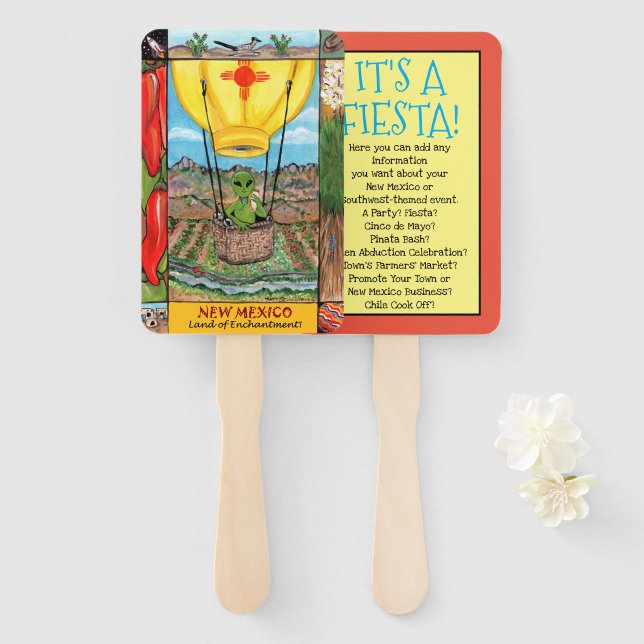 Leque Novo México Alienígena Souvenir Balão de Ar Quente (Frente e Verso)