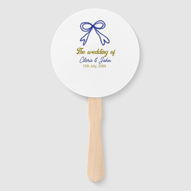 Leque O casamento do casal marinho azul de ouro (Frente)