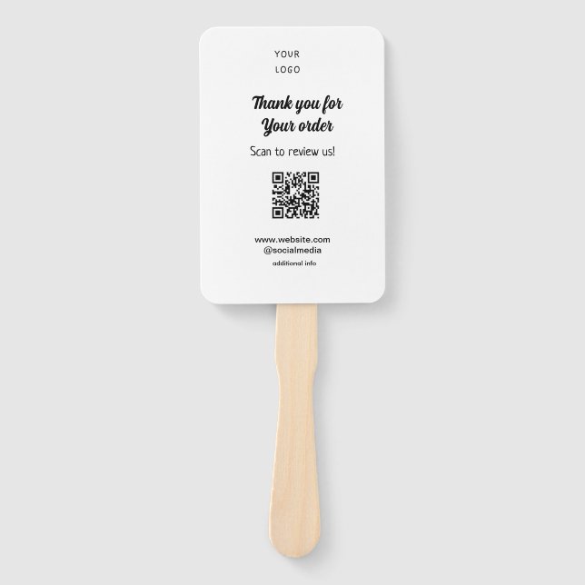 Leque Obrigado pela análise de pedidos Revise o logotipo (Frente)