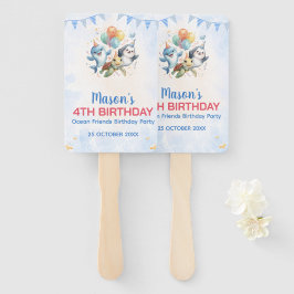 Leque Oceano Amigos Aniversário Conjunto de Ventiladores