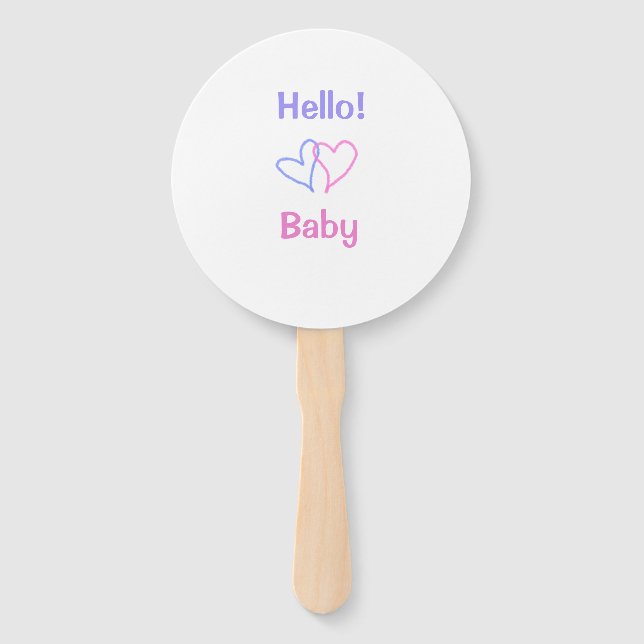 Leque Olá, querida, cor-de-rosa, coração, nome aquarela  (Frente)