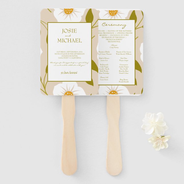 Leque Olive Green Floral Wedding (Frente e Verso)
