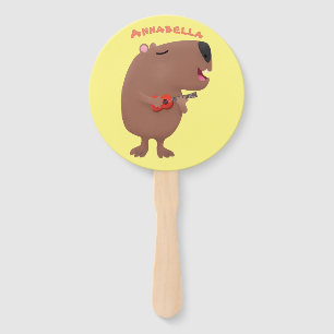 Leque Óptica desenho animado de capybara ukulele