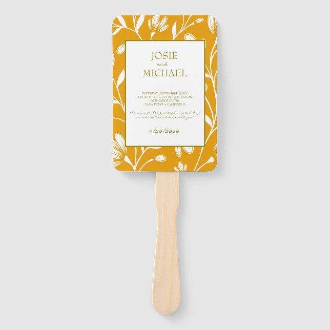 Leque  Orange Green Floral Wedding (Frente)