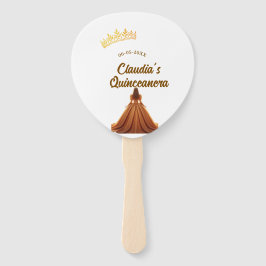 Leque Orange quinceanera princess crown birthday name da