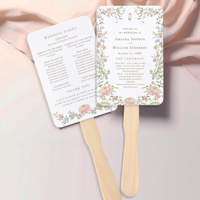 Leque Ornamentado Grace Pastel Blush Ceremony Program (Criador carregado)