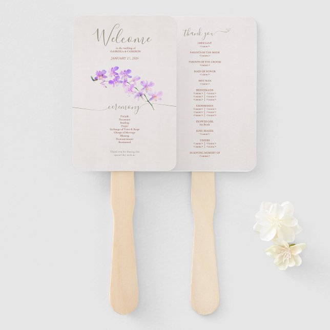 Leque Orquídea Floral de Aquarelas Terracotta Casamento (Frente e Verso)