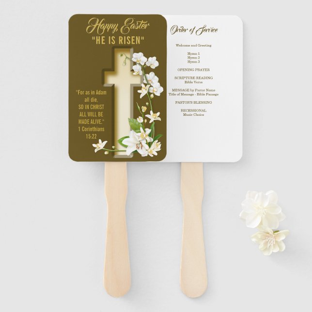 Leque Orquídea Lily Religiosa (Frente e Verso)