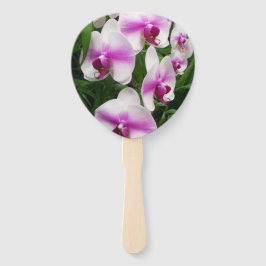 Leque Orquídeas brancas únicas com pincel rosa sobre um