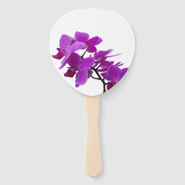 Leque Orquídeas roxas sobre ventiladores personalizáveis (Frente)