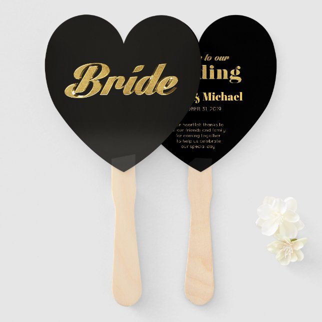 Leque Ouro Bride Wedding (Frente e Verso)