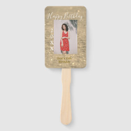 Leque Ouro reluzente feliz 15 de aniversário nome ano