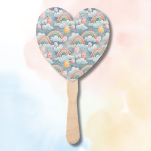 Leque Ovos de Páscoa Vintage Arco-Íris Pastel com Nuvens