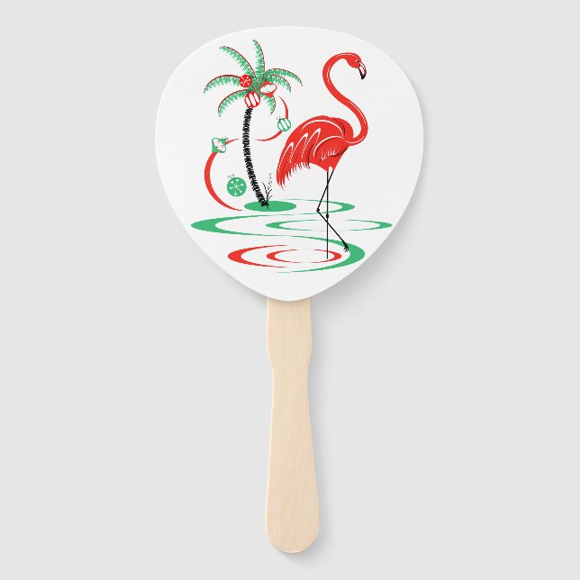 Leque Pá de fã Flamingo de Natal Vermelho (Frente)