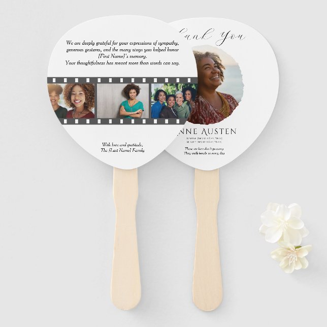 Leque Paddle Funeral Hand Fan – Rounded Corners (Frente e Verso)
