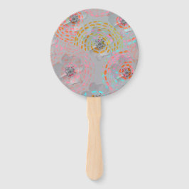 Leque Padrão floral colorido com linhas gráficas pontilh